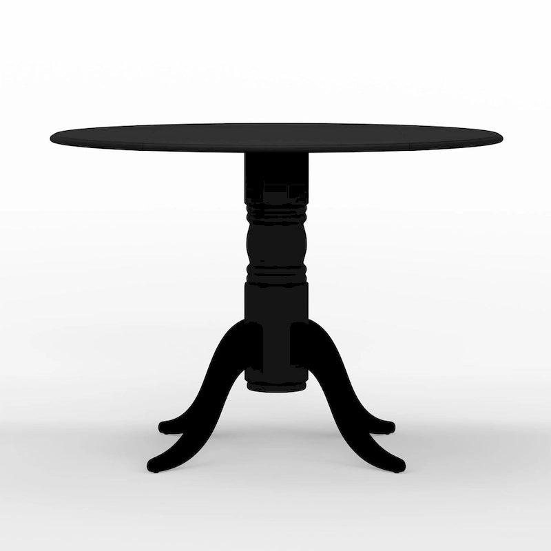 Table à manger 42 avec deux rallonges abattantes et pied central en bois
