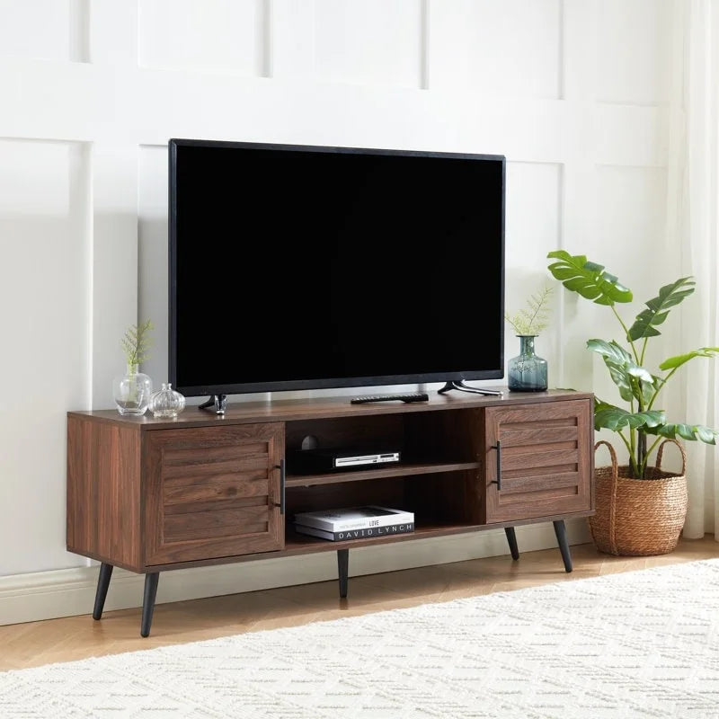 Meuble TV Mid-Century Modern pour téléviseurs jusqu'à 70 po Meuble TV Console multimédia - 20,5 H x 59 L x 15,5 P