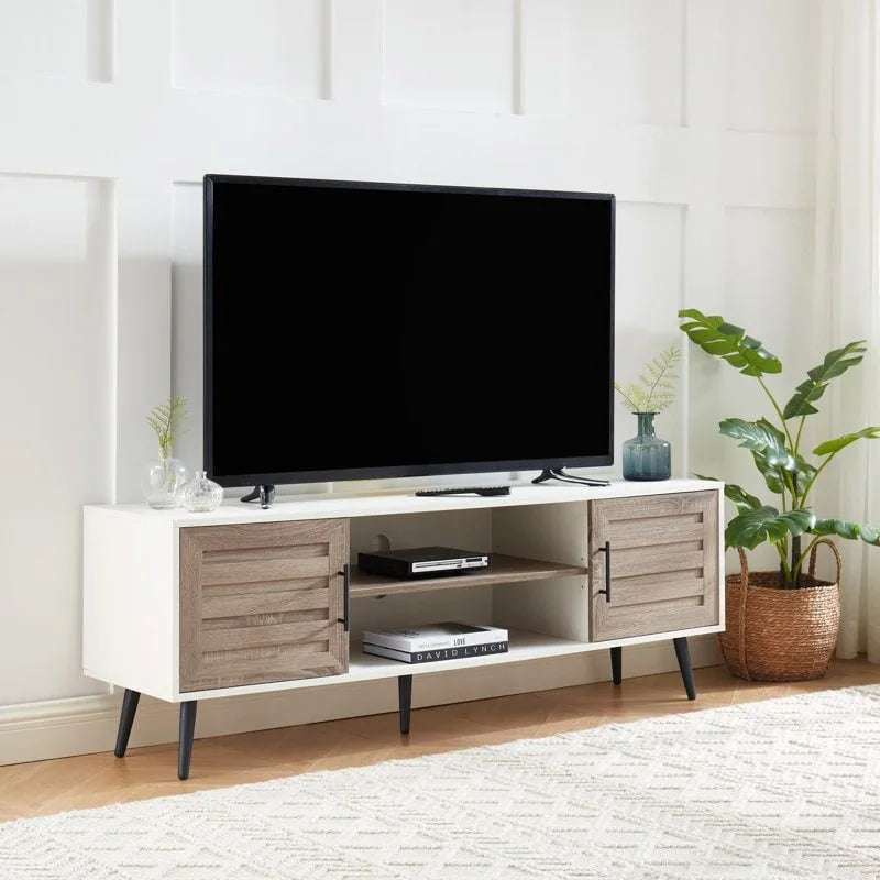 Meuble TV Mid-Century Modern pour téléviseurs jusqu'à 70 po Meuble TV Console multimédia - 20,5 H x 59 L x 15,5 P