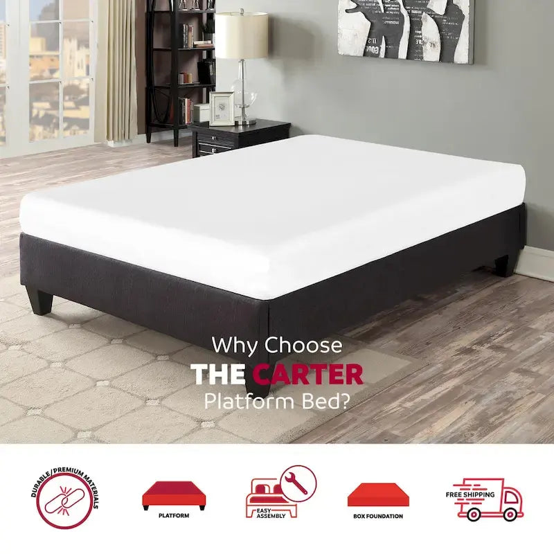 Base de matelas pour cadre de lit plateforme 14 pouces gris foncé