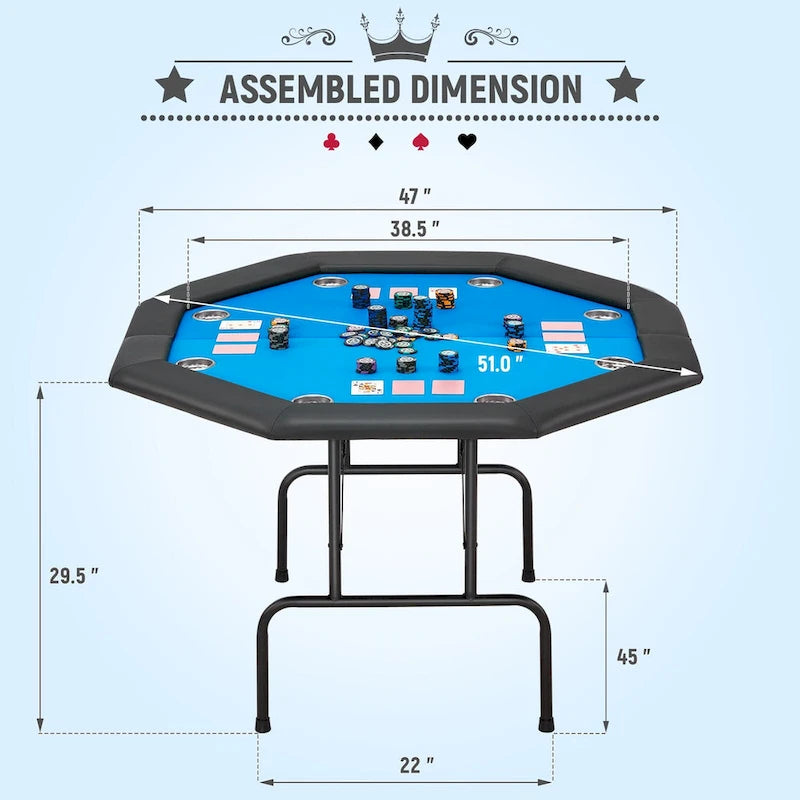 Table de poker 8 joueurs pour jeux de casino et loisirs