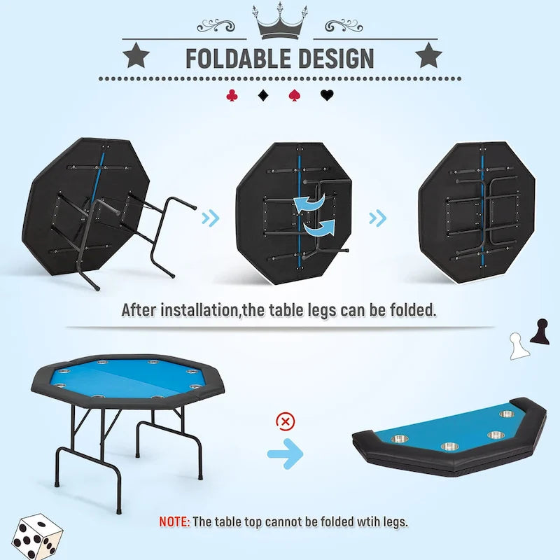 Table de poker 8 joueurs pour jeux de casino et loisirs