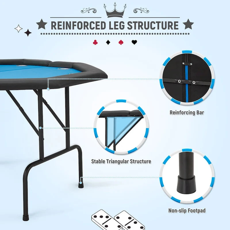 Table de poker 8 joueurs pour jeux de casino et loisirs