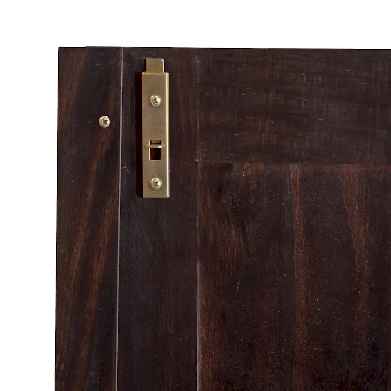 Armoire intelligente 100 % bois massif avec 2 tiroirs et poignées en métal ou en bois.