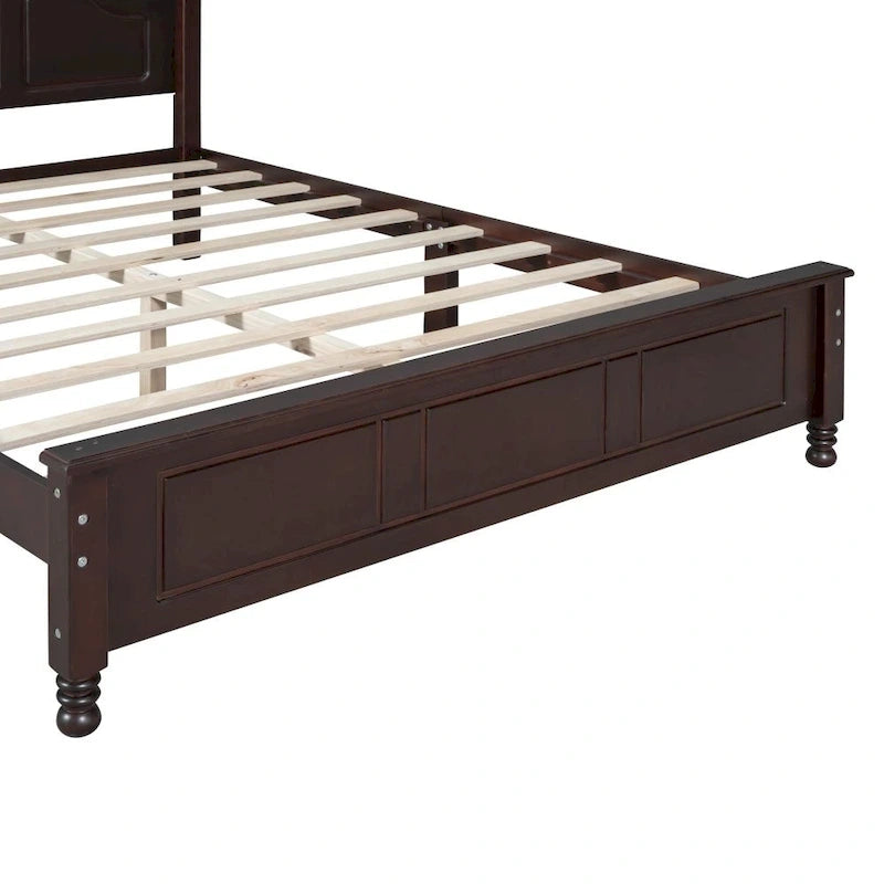 Cadre de lit plateforme en bois Queen Size, lit plateforme style rétro