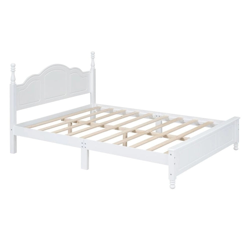 Cadre de lit plateforme en bois Queen Size, lit plateforme style rétro