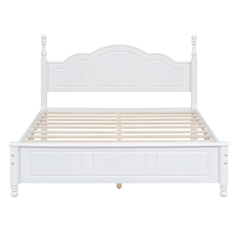 Cadre de lit plateforme en bois Queen Size, lit plateforme style rétro