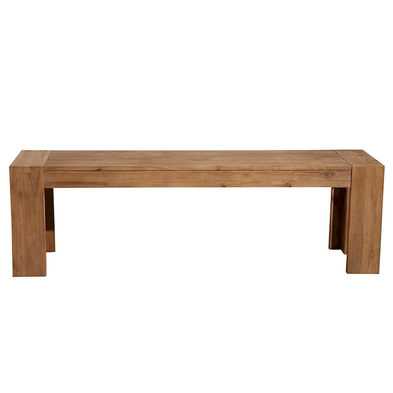 Banc en bois d'acacia massif avec pieds équerres, marron