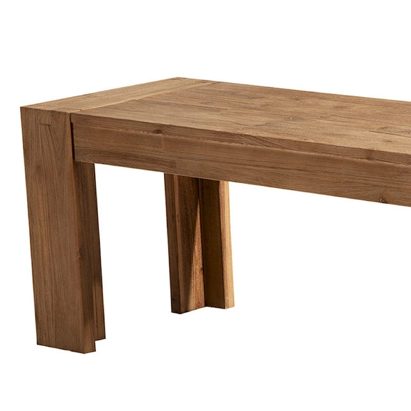 Banc en bois d'acacia massif avec pieds équerres, marron