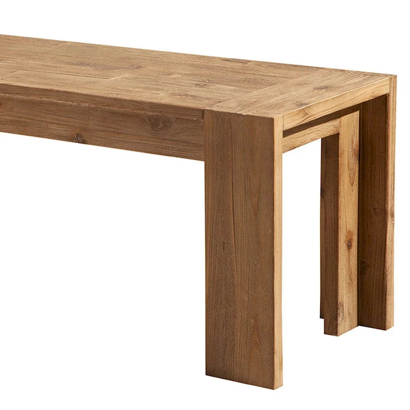 Banc en bois d'acacia massif avec pieds équerres, marron