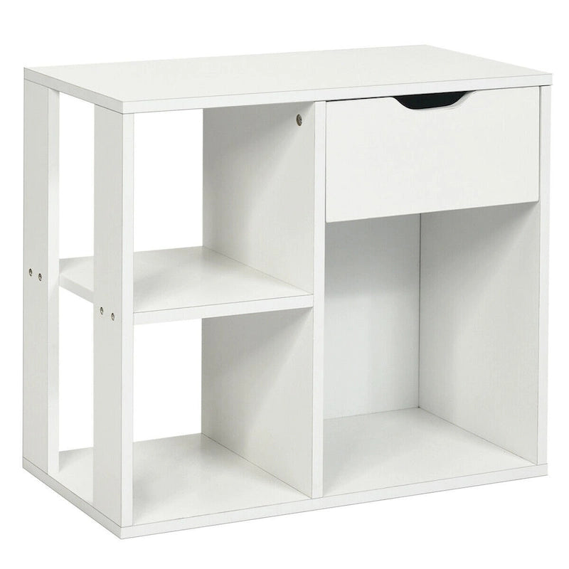 Table d'appoint à 3 niveaux avec étagère de rangement et tiroir - 23,5 x 12 x 20,5 (L x l x H)