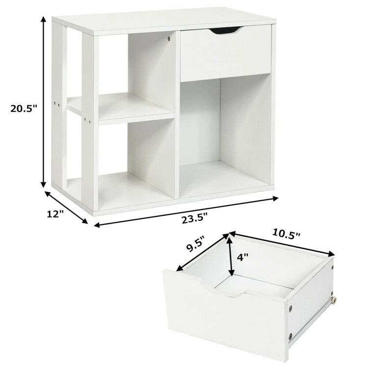Table d'appoint à 3 niveaux avec étagère de rangement et tiroir - 23,5 x 12 x 20,5 (L x l x H)