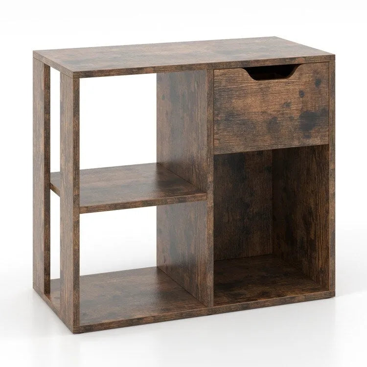 Table d'appoint à 3 niveaux avec étagère de rangement et tiroir - 23,5 x 12 x 20,5 (L x l x H)