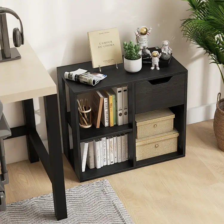 Table d'appoint à 3 niveaux avec étagère de rangement et tiroir - 23,5 x 12 x 20,5 (L x l x H)