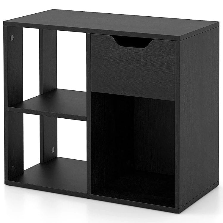 Table d'appoint à 3 niveaux avec étagère de rangement et tiroir - 23,5 x 12 x 20,5 (L x l x H)
