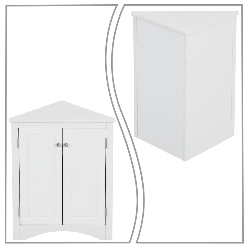 Meuble de rangement d'angle moderne et élégant en forme de triangle avec deux étagères internes réglables