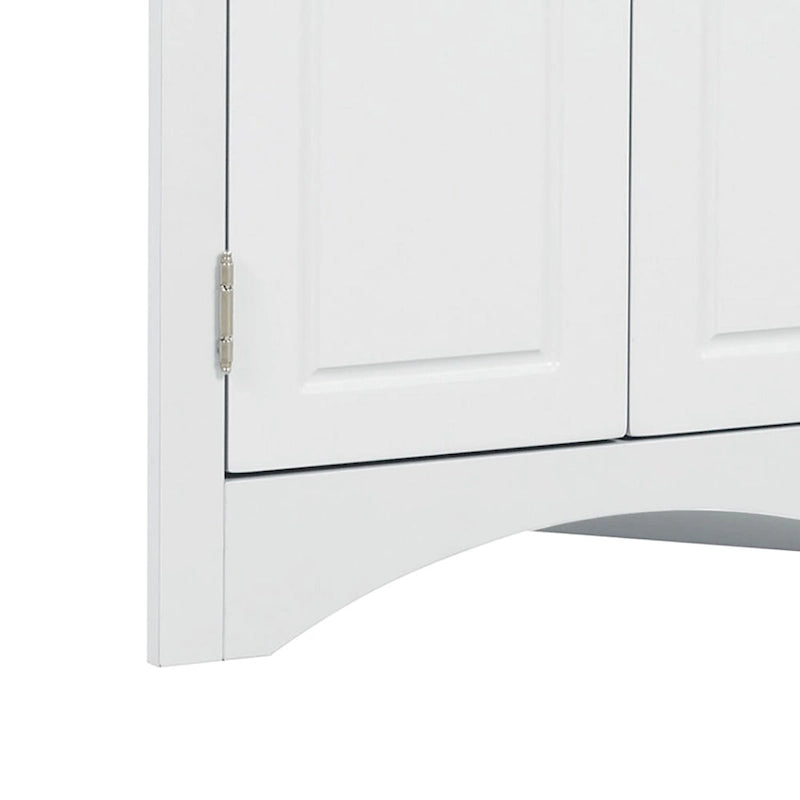 Meuble de rangement d'angle moderne et élégant en forme de triangle avec deux étagères internes réglables