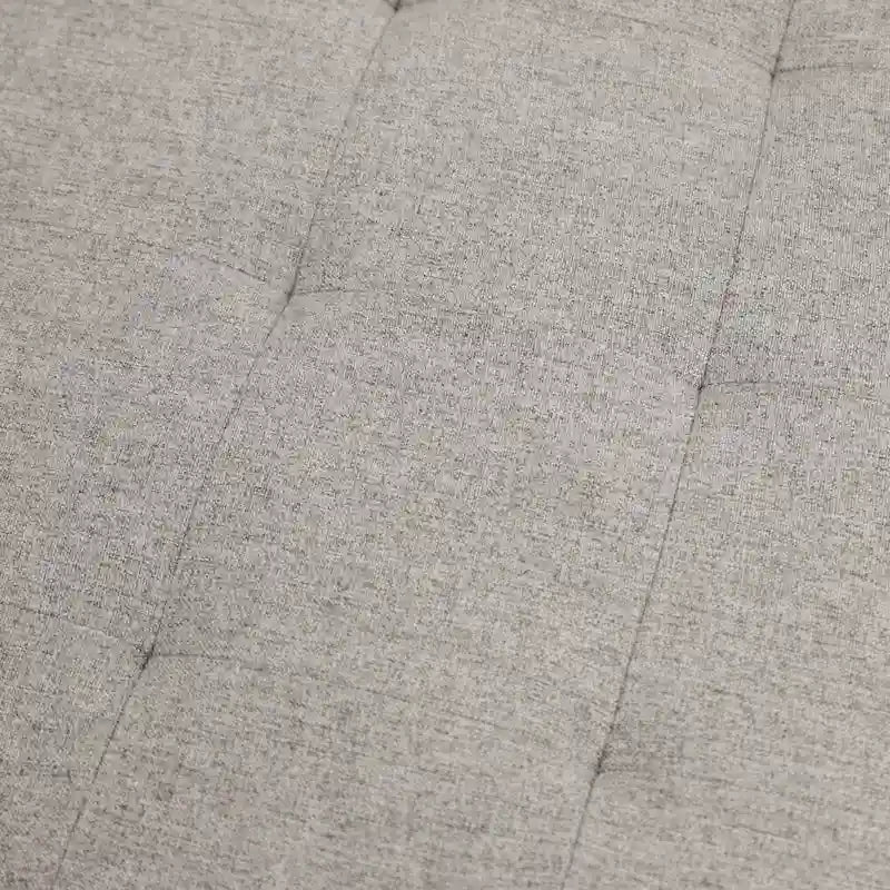 Pouf rond capitonné en coton et lin avec structure en fer