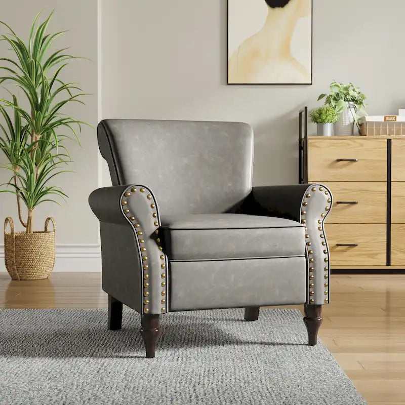 Fauteuil d'appoint en similicuir avec clous décoratifs