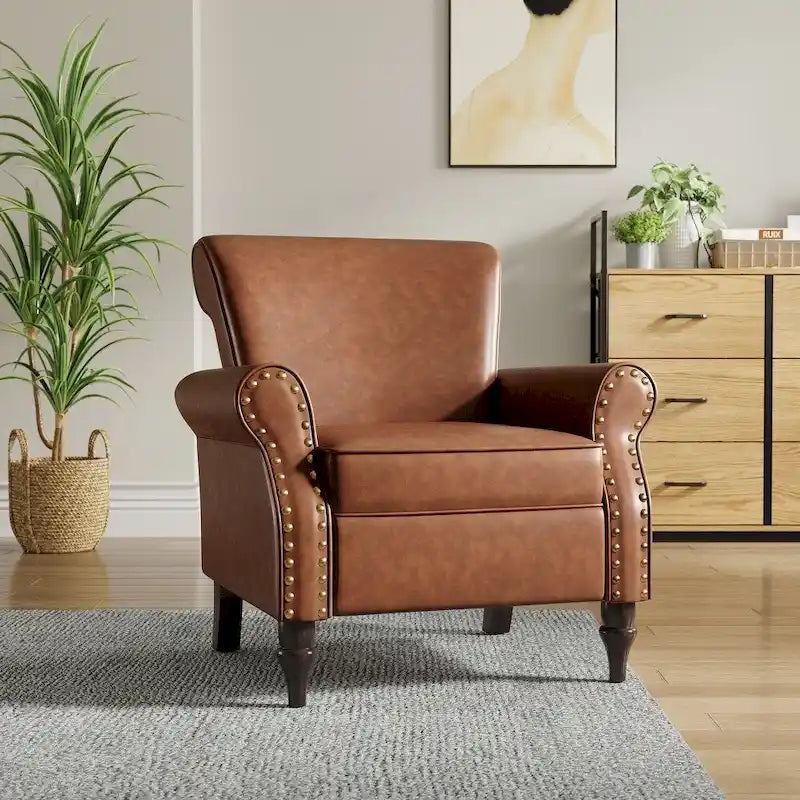 Fauteuil d'appoint en similicuir avec clous décoratifs
