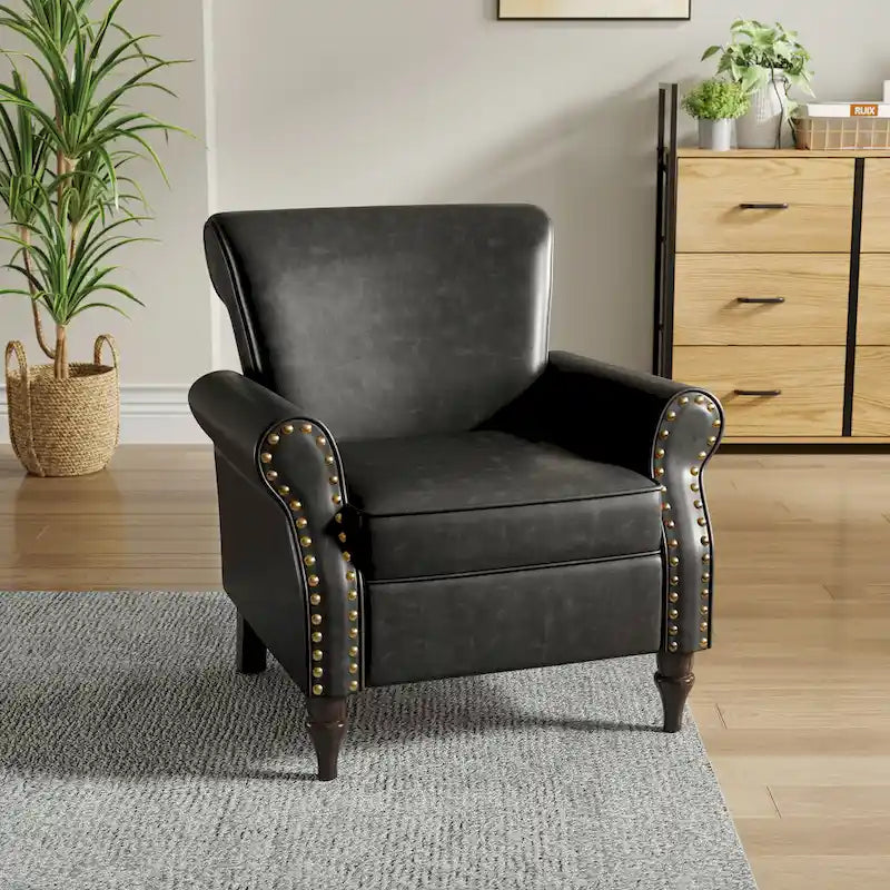 Fauteuil d'appoint en similicuir avec clous décoratifs