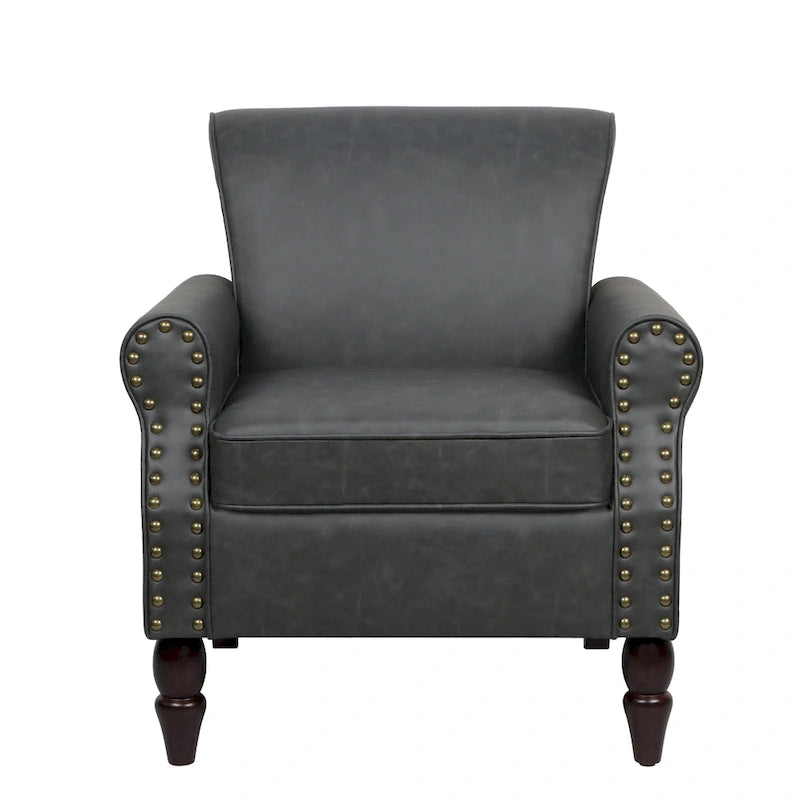 Fauteuil d'appoint en similicuir avec clous décoratifs