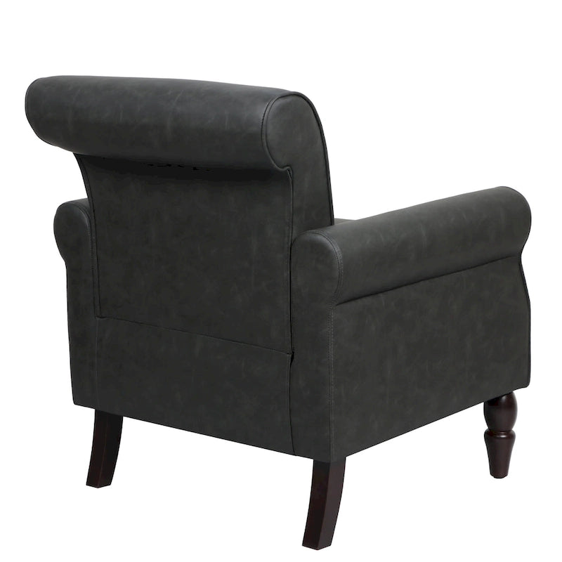 Fauteuil d'appoint en similicuir avec clous décoratifs