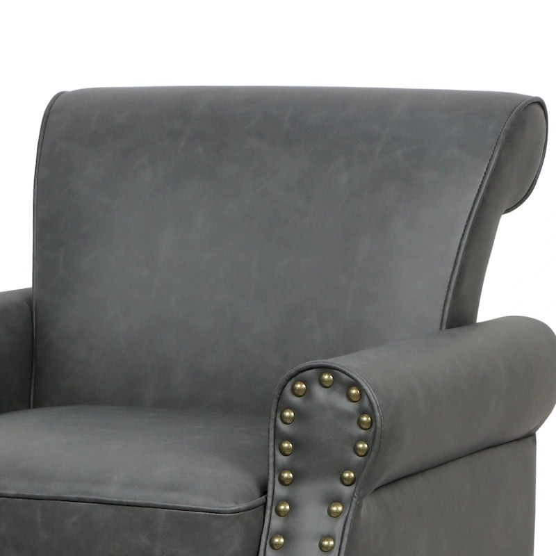 Fauteuil d'appoint en similicuir avec clous décoratifs