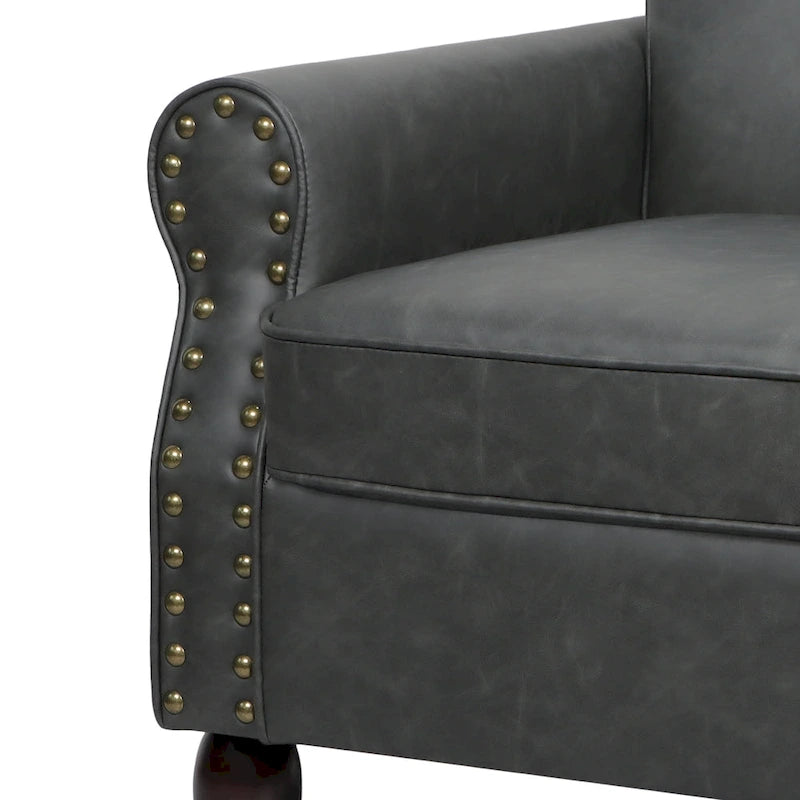 Fauteuil d'appoint en similicuir avec clous décoratifs