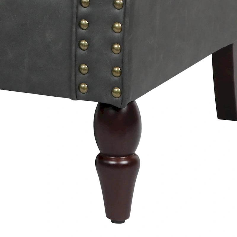 Fauteuil d'appoint en similicuir avec clous décoratifs