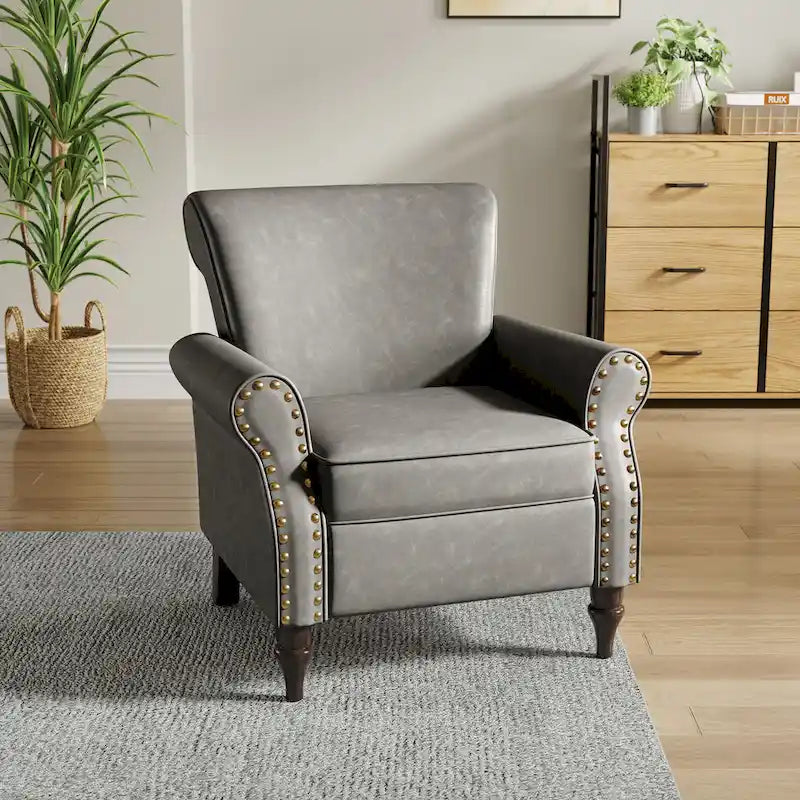 Fauteuil d'appoint en similicuir avec clous décoratifs