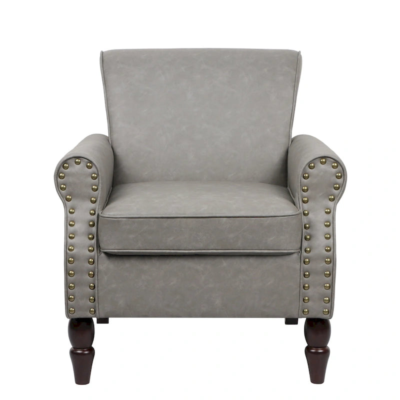 Fauteuil d'appoint en similicuir avec clous décoratifs