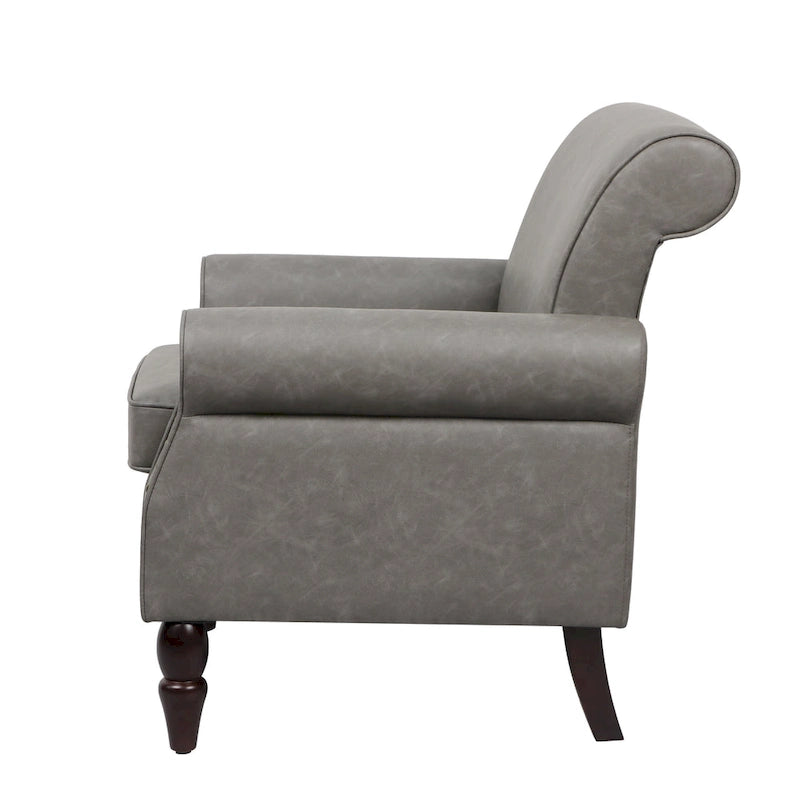 Fauteuil d'appoint en similicuir avec clous décoratifs