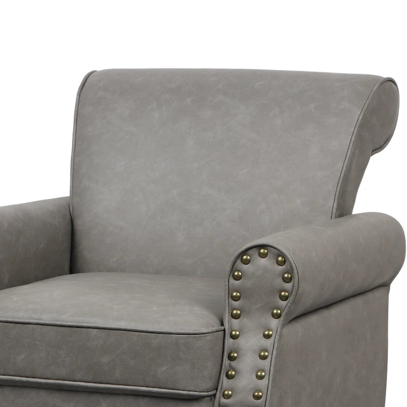 Fauteuil d'appoint en similicuir avec clous décoratifs