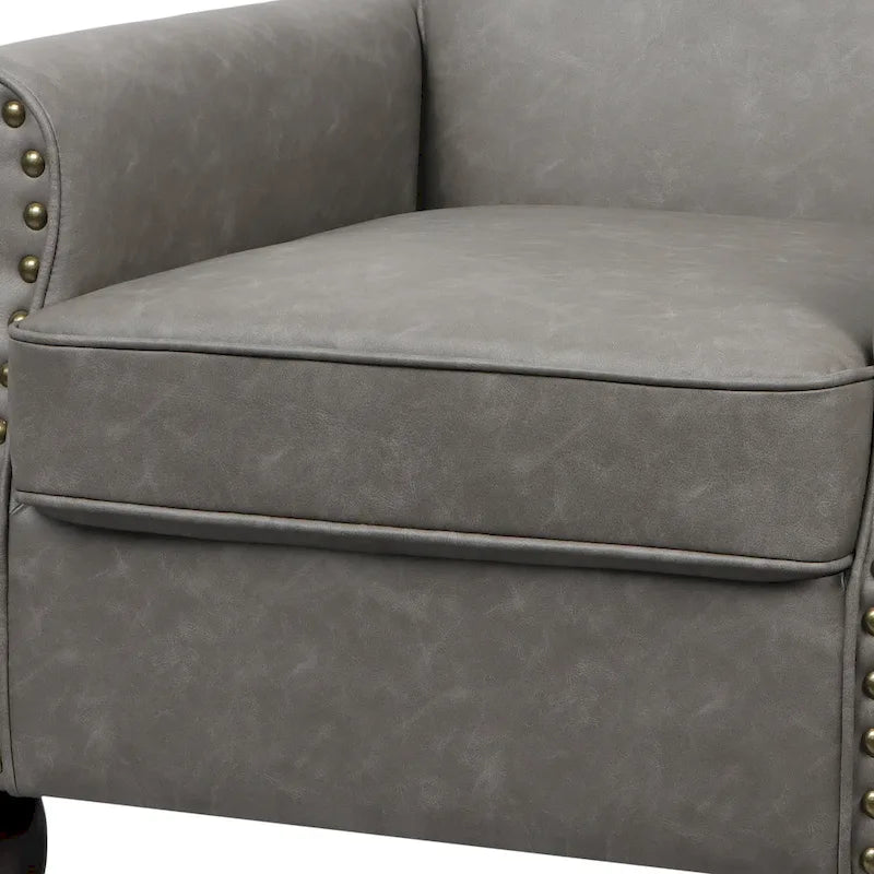 Fauteuil d'appoint en similicuir avec clous décoratifs