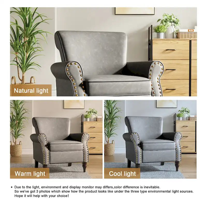 Fauteuil d'appoint en similicuir avec clous décoratifs