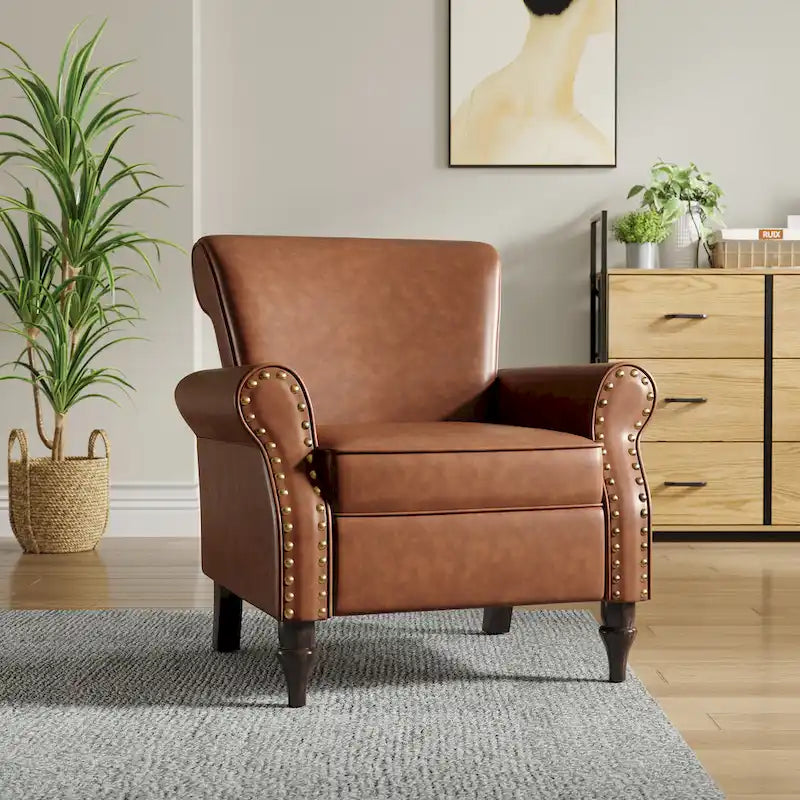 Fauteuil d'appoint en similicuir avec clous décoratifs