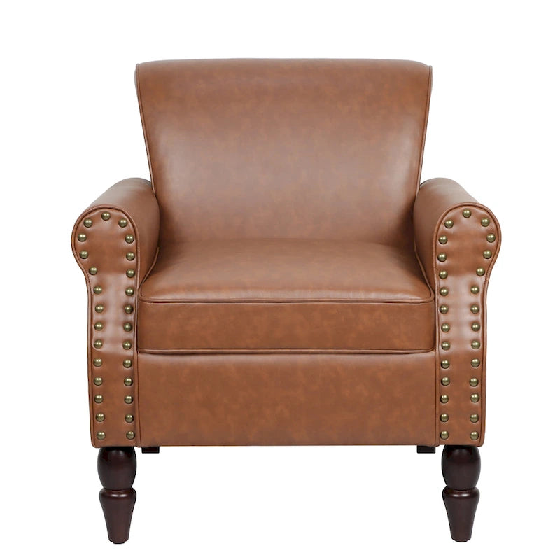 Fauteuil d'appoint en similicuir avec clous décoratifs
