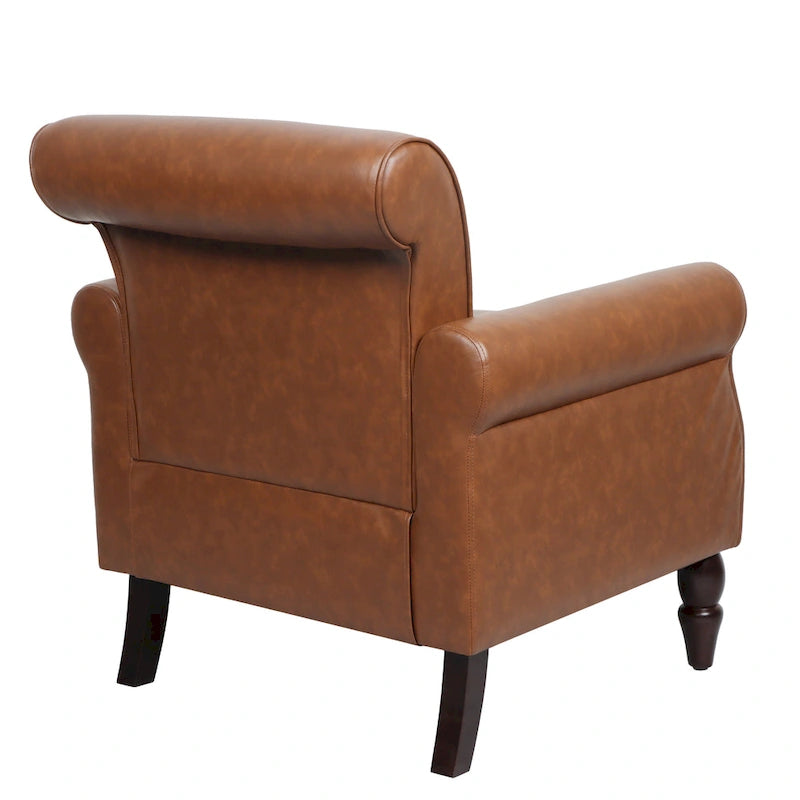 Fauteuil d'appoint en similicuir avec clous décoratifs