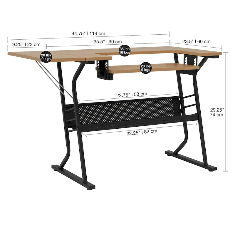 Table à coudre et à travaux manuels, plateau en bois blanc ou en érable