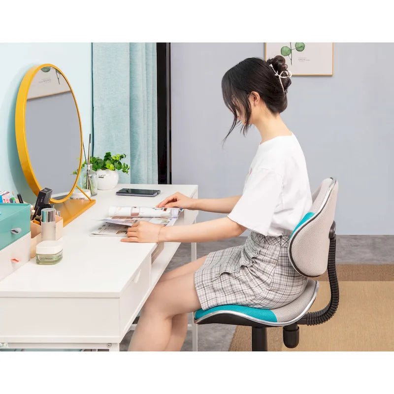 Fauteuil de bureau ergonomique en maille avec support lombaire réglable, bureau d'ordinateur et chaise.