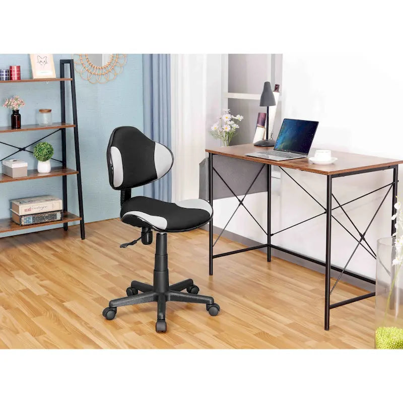 Fauteuil de bureau ergonomique en maille avec support lombaire réglable, bureau d'ordinateur et chaise.