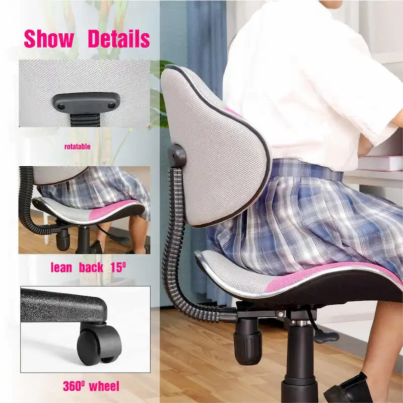 Fauteuil de bureau ergonomique en maille avec support lombaire réglable, bureau d'ordinateur et chaise.