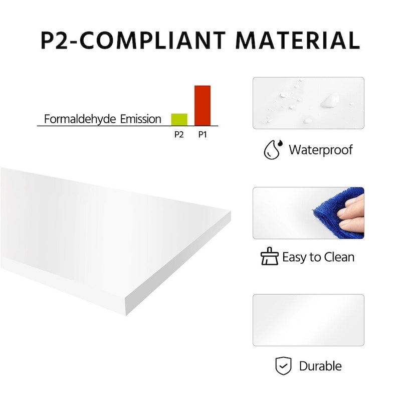 Meuble de rangement/meuble de cuisine autoportant avec portes vitrées, blanc - Sans objet